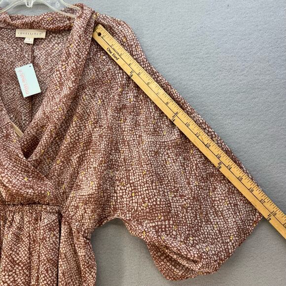 Lovestitch Wrap Dress Women's Size S Rose Gold V-neck Flowy Romantic Preppy NWT - Picture 11 of 12